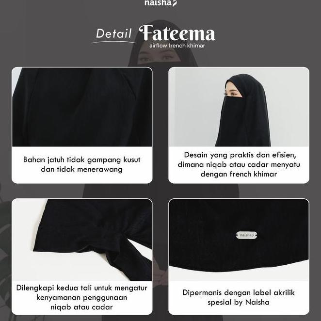 Naisha - Fateema Airflow French Khimar Crinkle Panjang Muslim Umroh Jilbab Syari Instan Kerudung Hit