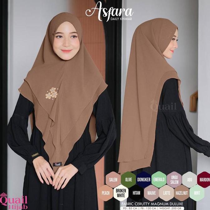 Quail Hijab - Asfara Khimar Instan Ceruty Premium 2 Layer Nyaman Praktis Bunga Cantik Muslim