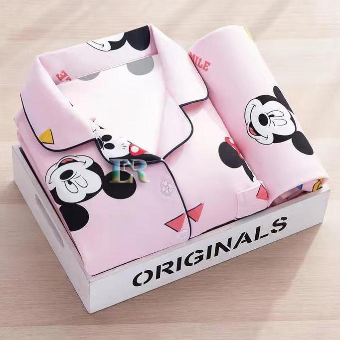 LNR Shop Lokal Premium Piyama Perempuan Baju Tidur Wanita Dewasa Fit To XXL Lengan Panjang Motif Dau