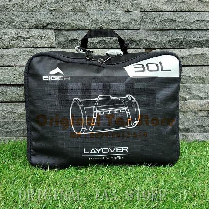 New Packable Duffle Bag Eiger Layover 30 Black 910005602 Folded Duffle 30L Traveling