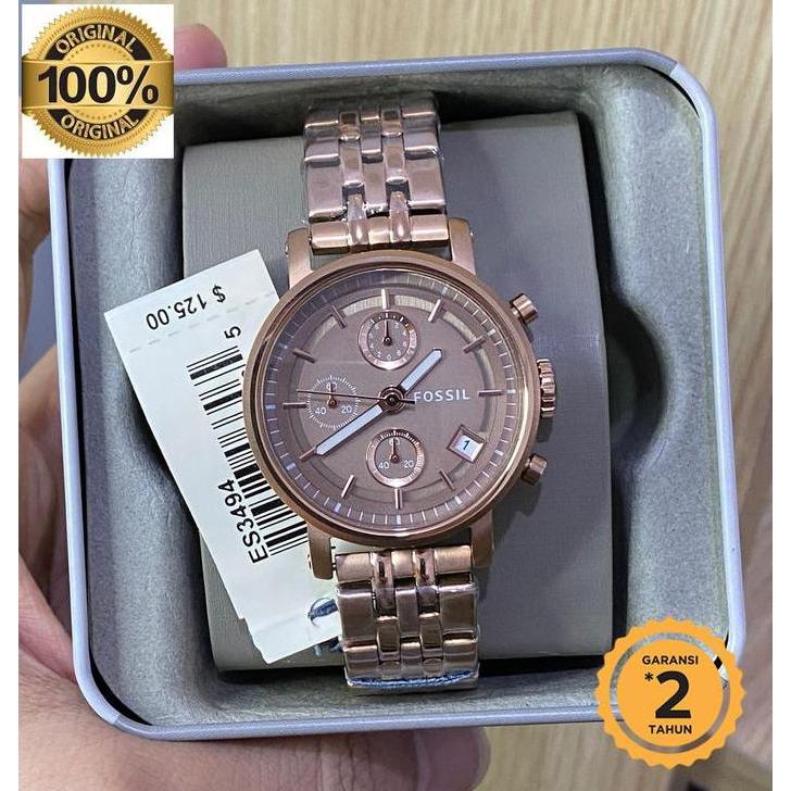 Ready [ ORIGINAL ] Es3494 Boyfriend Choronograph Rosegold