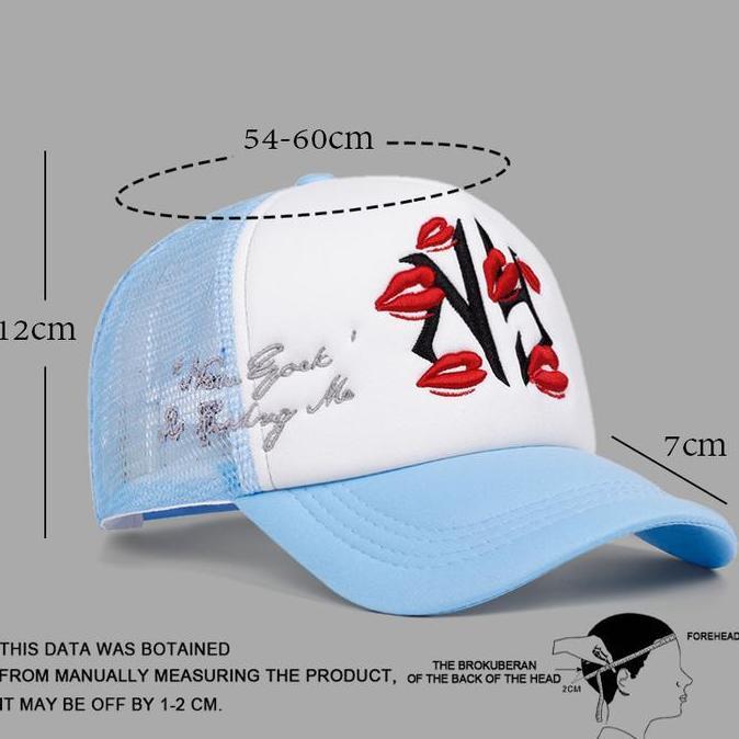 DI151 - Topi baseball NY Bibir merah Embroidery Original topi truckerHat Cap Casual Distro Fashion P