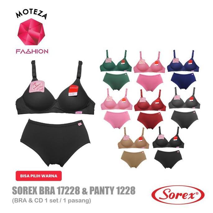 Promo Sorex Bra CD 1 Set Wanita - BH 17228 & Celana Dalam CD 1228 Katun Polos Mulus Busa Setelan COD