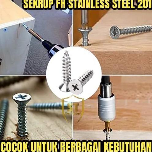 SEKRUP M4X16 STAINLESS SS 201 - SEKRUP FH TAPPING SCREW