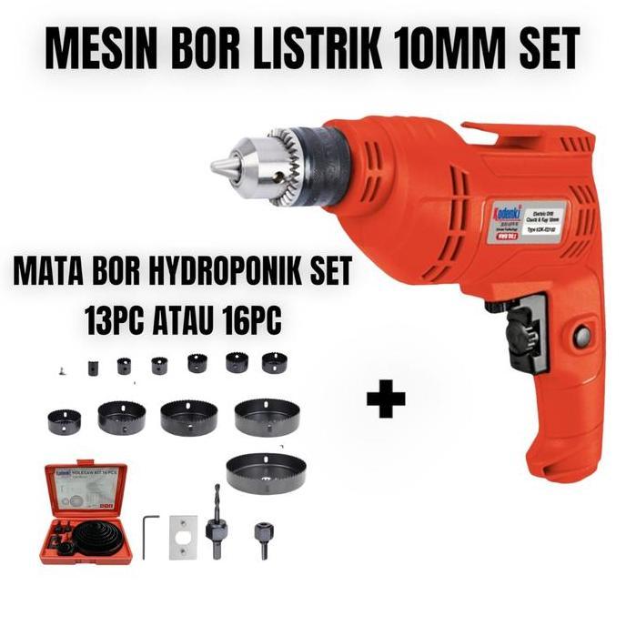 Paket Hidroponik Mesin Bor 10MM dan Hole Saw Set Kit 13pcs