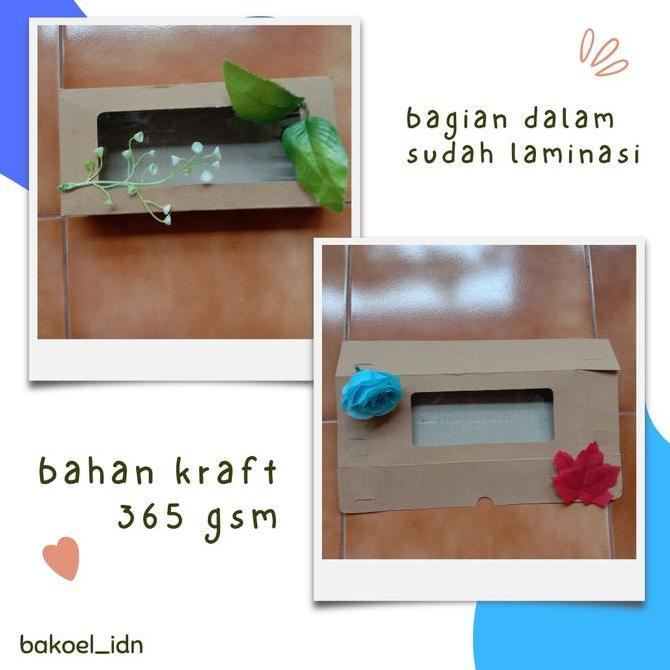 Kardus Kotak Box Kraft Mika Laminasi Jendela Bolu Gulung Mini Kue