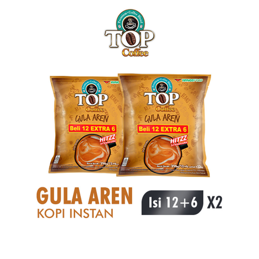 Top Coffee Kopi Instan Gula Aren Bag 22 gr isi 12 + 6 pcs x2