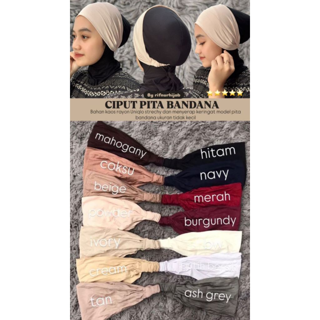 5 pcs ciput bando pita / dalaman pita / dalaman jilbab / ciput pita / ciputhijab pita / ciput bando 