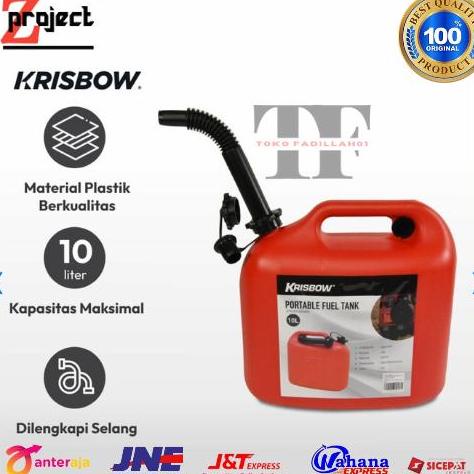 Krisbow Jerigen Plastik 10 Liter Merah / Jerigen Plastik 10 Liter / Gasoline Tank Plastik / Jerigen 