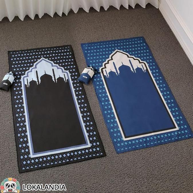 Sajadah Travel Bilal Motif Polos Kantong Pouch Traveling Praktis Tipis Ringan Portable Tas Serut Kec