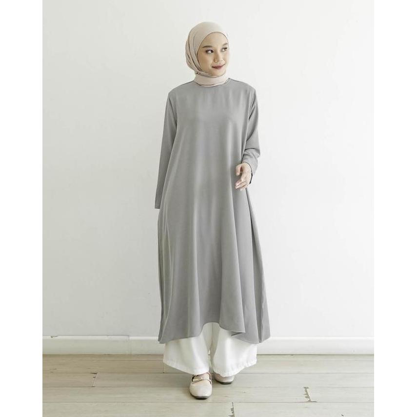 MISTYVORI | Irene Tunik Baju Wanita Basic Anti Kusut Polos Muslim Panjang Katun Soft Simple Formal A