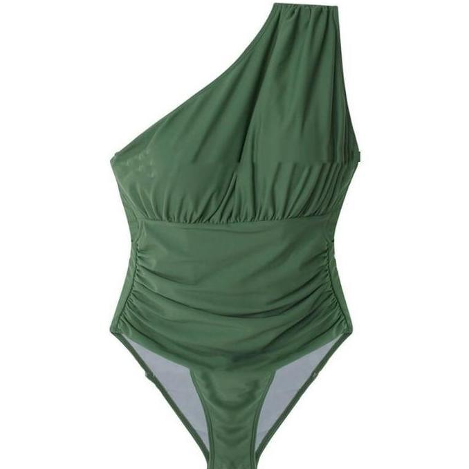 COCONUT green swimsuit one shoulder woman premium / baju renang wanita / korean swimwear / beachwear