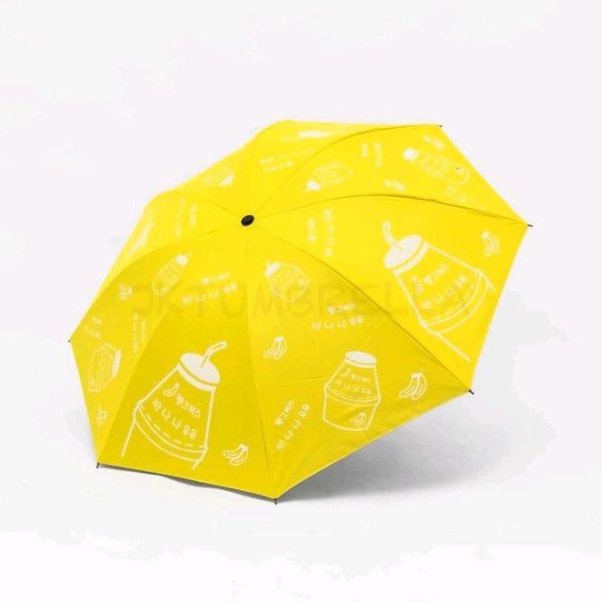 Payung Lipat Karakter Banana Milk Korea ANTI UV Lapis Dalam Hitam Kualitas import