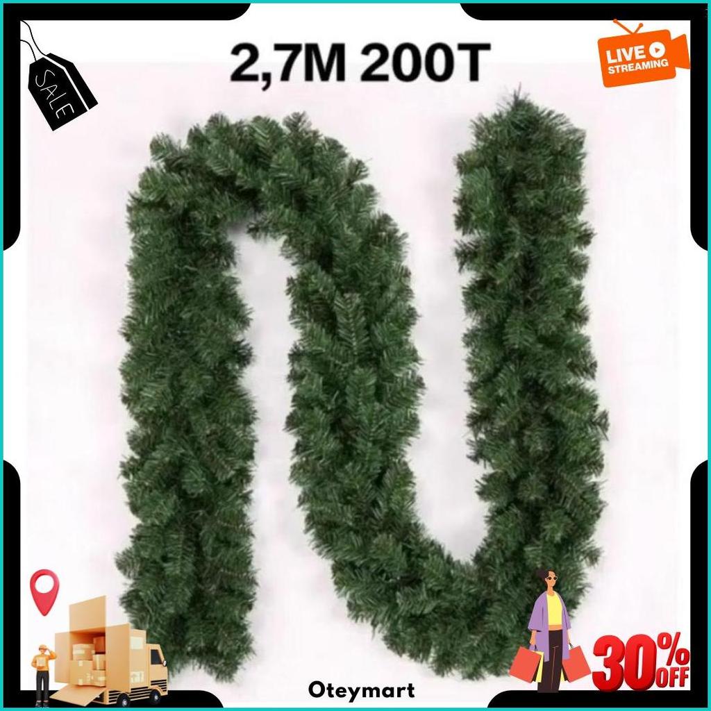 2.7 Meter Garland Daun Kawat Lilit 200T Murah Hiasan Dekorasi Natal Christmas / Dekorasi Natal Krans