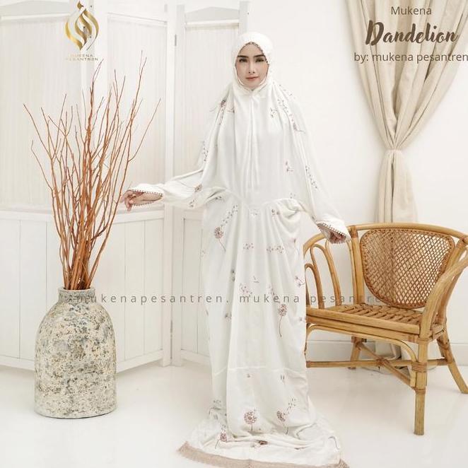 [Terbaru] Mukena Terusan Pesantren Rayon Bordir Bunga Dandelion Cantik Lembut Nyaman Panjang Dewasa 