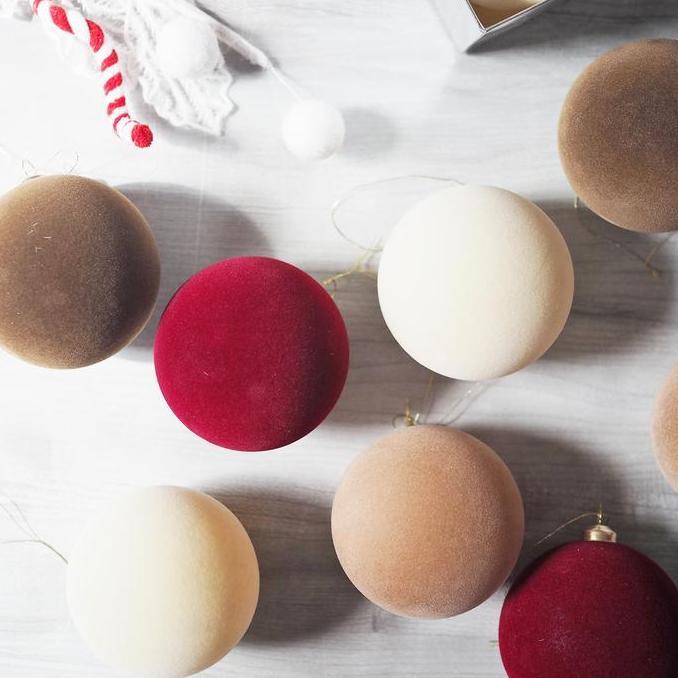 Ready  Dekorasi Natal Ornamen Bola Velvet Rustic Premium Set 6 Pcs - 10 CM (AN25113, AN25124, AN2512