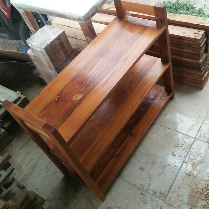 Rak 3 Susun Kayu Jati Belanda Expalet