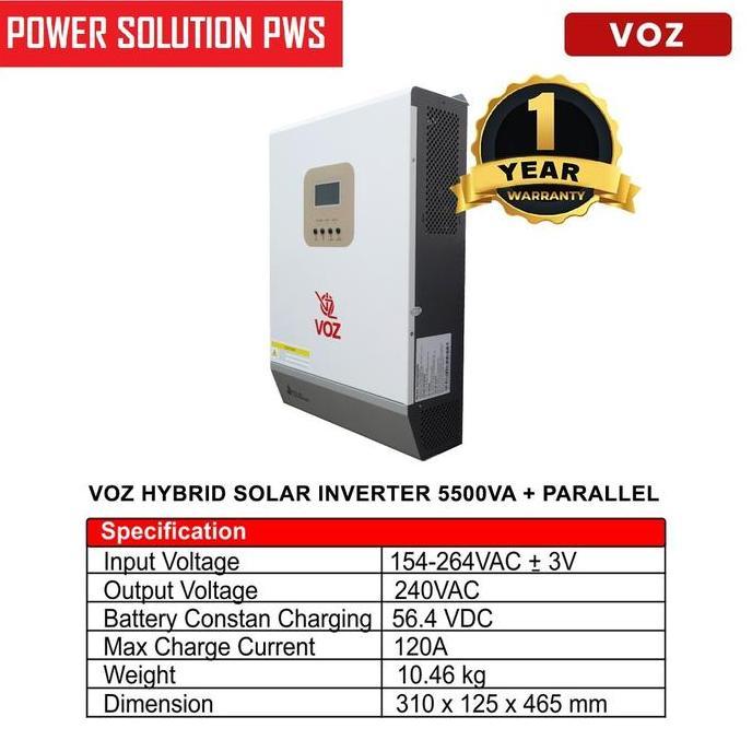 VOZ SOLAR INVERTER HYBRID 5KVA / 5000VA HYBRID SOLAR INVERTER 5 KVA PARAREL - PANEL SURYA