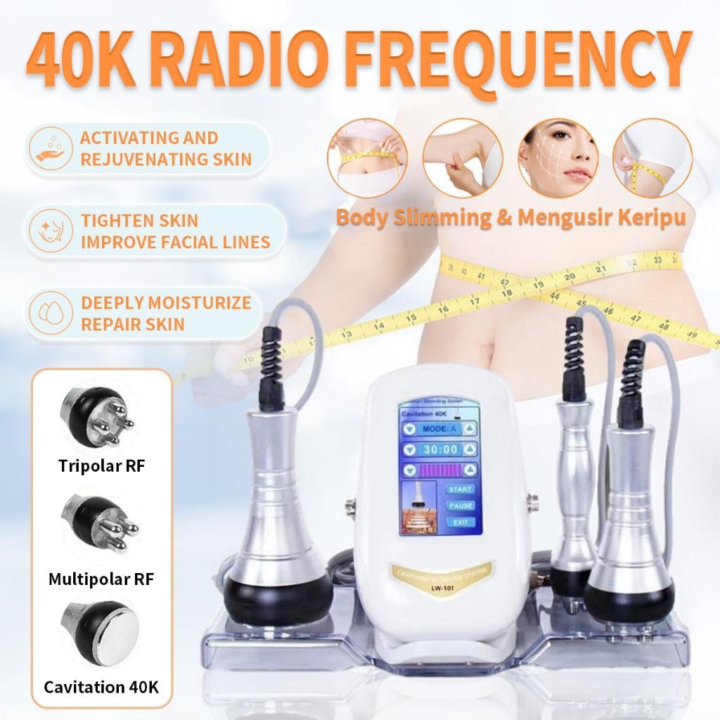 3 In 1 Rf 40K  Slimming Machine Radio Frequency Ultrasound 40K Cavitation Wajah Badan Burn Fat Pelan