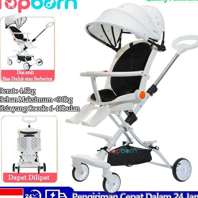 Topborn Stroller Kereta Bayi Dua Arah Bisa Duduk Atau Berbaring Kinerja Biaya Tinggi Roda  Stroller