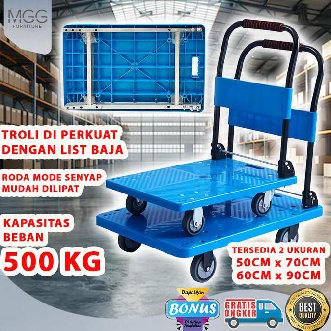 MGG FURNITURE TROLI LIPAT TROLLEY BARANG 500 KG KAPASITAS BEBAN BESI BAJA LIST RODA SENYAP DESAIN PR