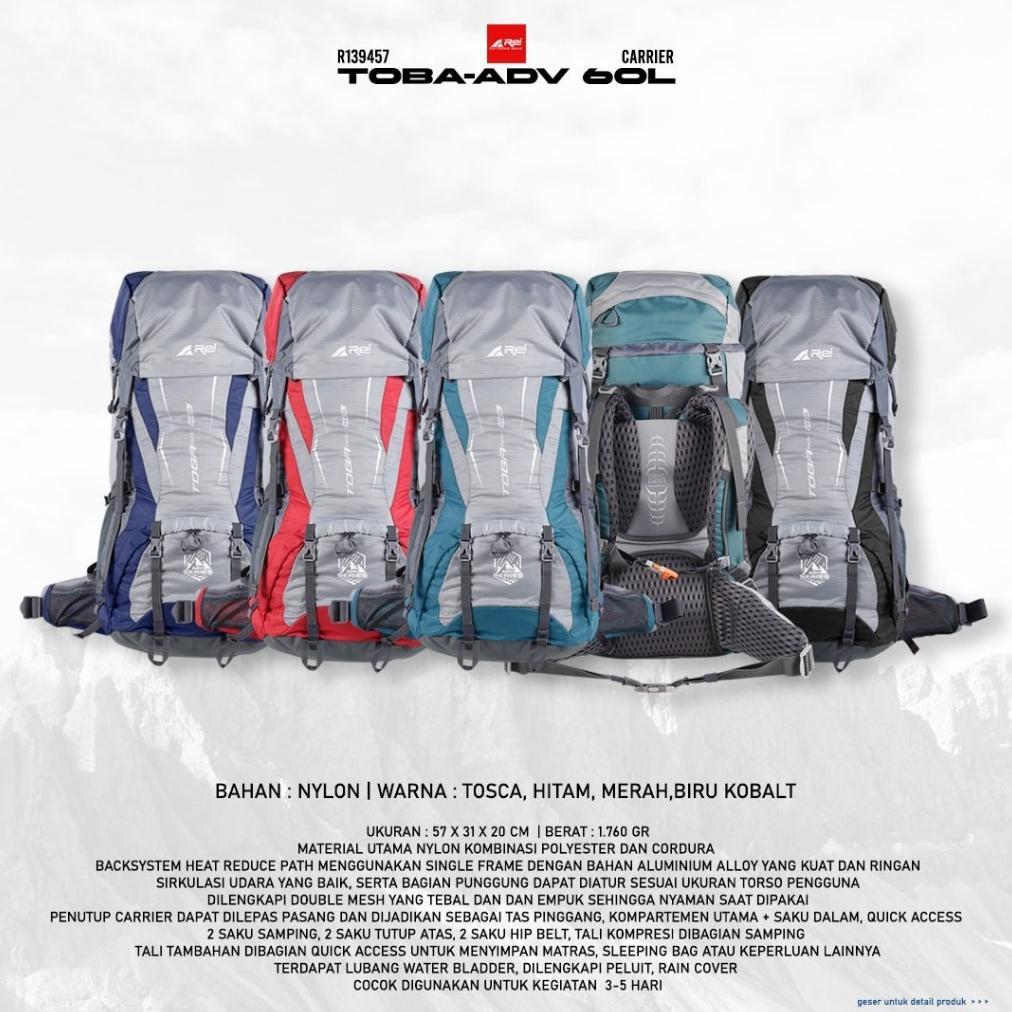 Carrier Arei Toba Adv 60 Liter Tas Gunung 60L Kerir Keril Backpack Tas Punggung Camping Ransel Outdo