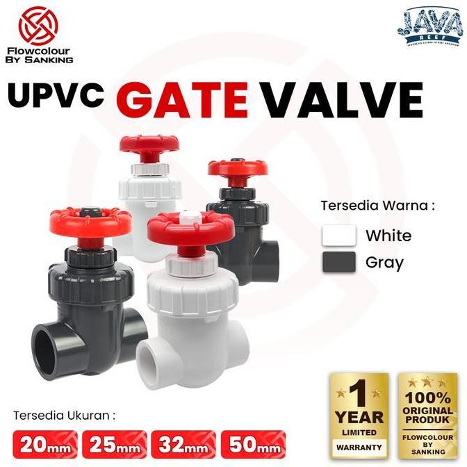 Rebapin - Flowcolour Gate Valve Pipa PVC Sanking | Katup Pipa U PVC Aquarium / Kolam