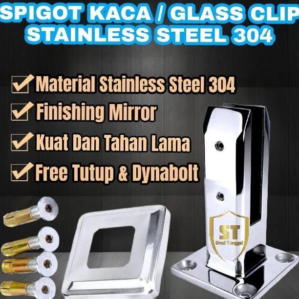 TERBARU - SPIGOT PENJEPIT KACA 16CM STAINLESS 304 | BRACKET PENJEPIT KACA - PENJEPIT KACA STAINLESS
