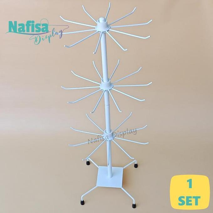 Display Matahari Rak Putar Aksesoris 3 Susun