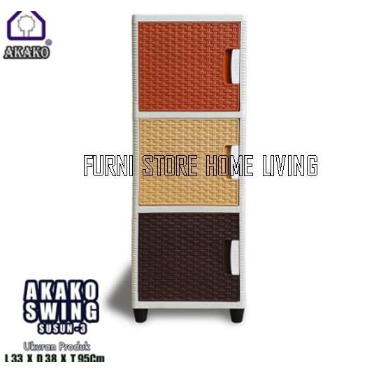 TERLARIS - Lemari Plastik Akako Swing 3 Susun Anyaman