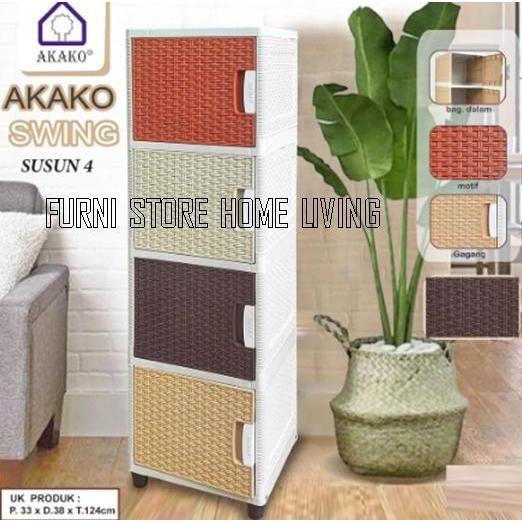 TERLARIS - Lemari Plastik Akako Swing 4 Susun Anyaman