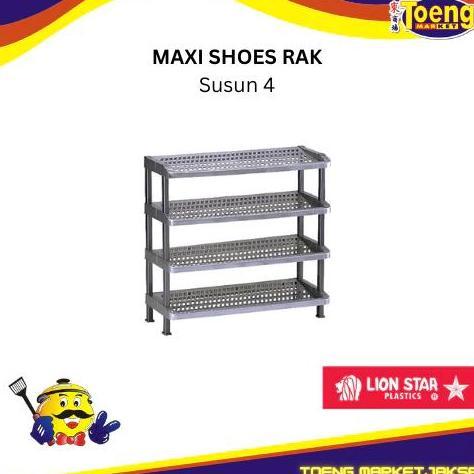 BEBAS ONGKIR - Rak Sepatu Plastik Susun 4 - RAK SEPATU MAXI SUSUN LION STAR
