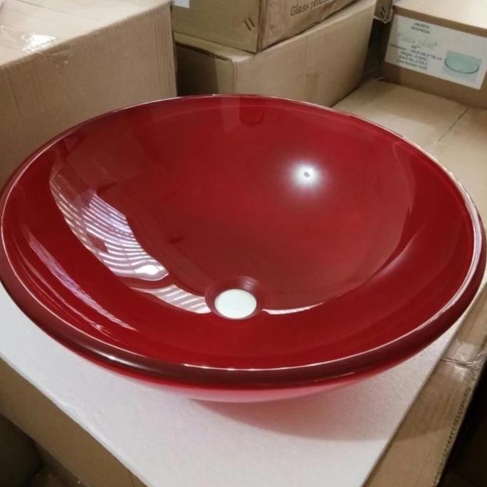 wastafel kaca black manik tempered glass