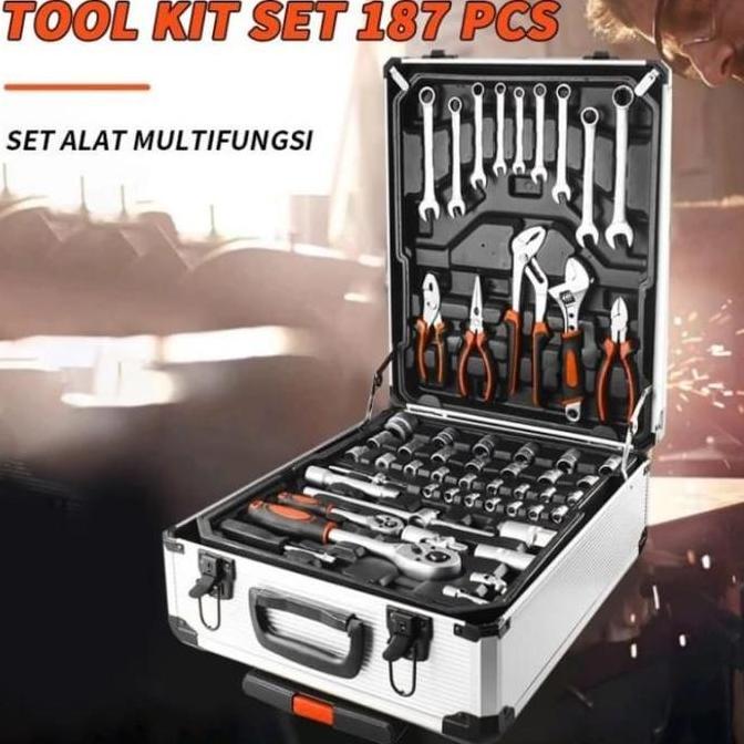 ToolKit 187 Toolset 187 Perkakas Bengkel & Rumah Koper Toolkit 187pcs