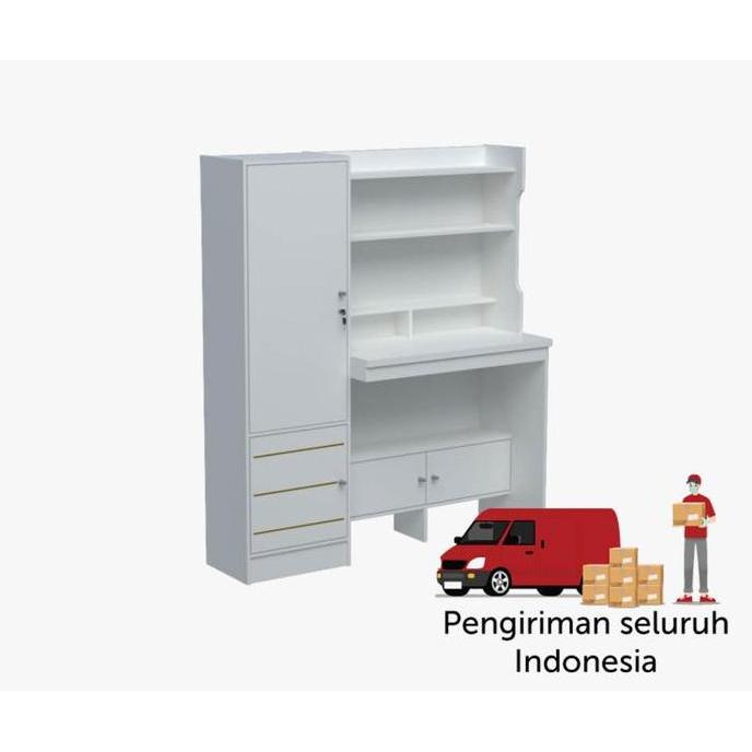Meja belajar rak buku anak putih polos LUAR BANDUNG Furniture