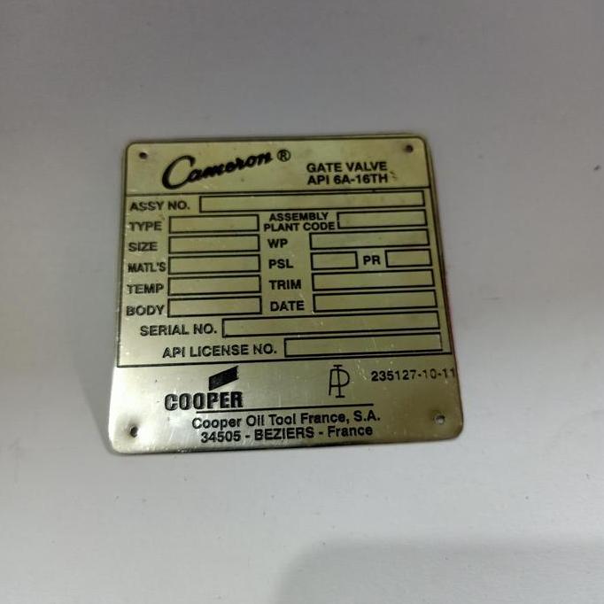 Label plat mesin / label plat alumunium / plat label custom / plat