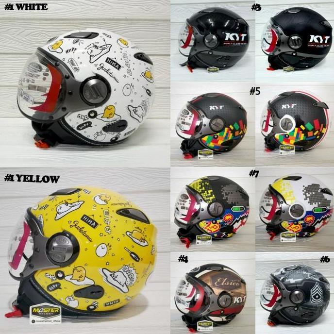 HELM KYT ELSICO #7 BLACK MATT YELLOW RED KYT HALF FACE