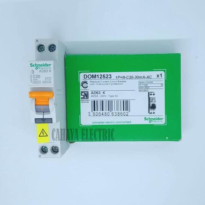 Murah ELCB RCBO SLIM DOMAE SCHNEIDER 1P 6A 10A 16A 20A Non COD