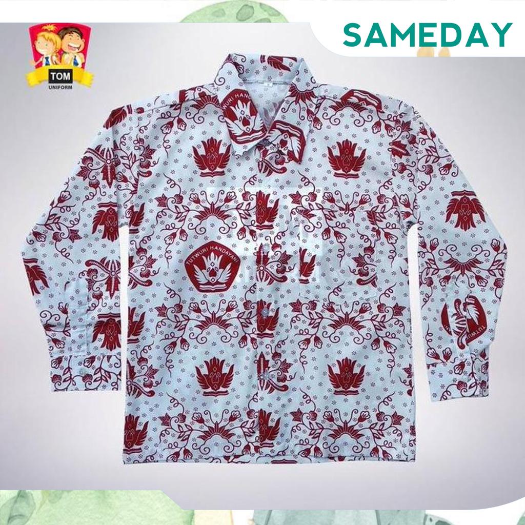 Seragam Tom - Kemeja Sd Batik Tut Wuri Handayani Tangan Panjang Gosend