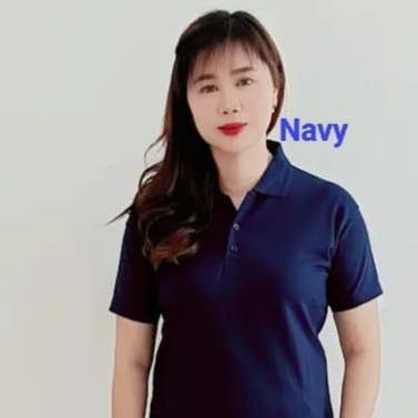 DI75 >> Kaos kerah Pendek wanita warna Biru Dongker | Navy / Kaos Kerah Polos Lengan Pendek Perempua