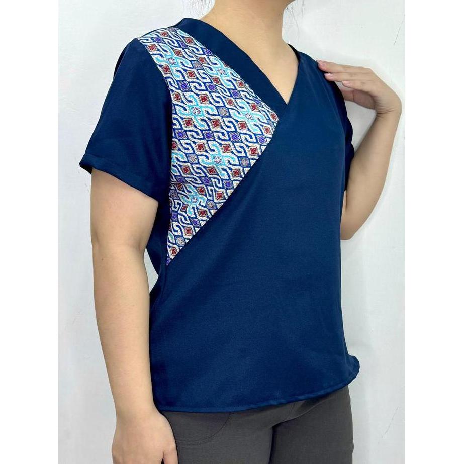 DS316 - LVL - New Blouse Jumbo Batik Vior Atasan Vneck Wanita Blus Jumbo Cewek Model Baju  Kombinasi