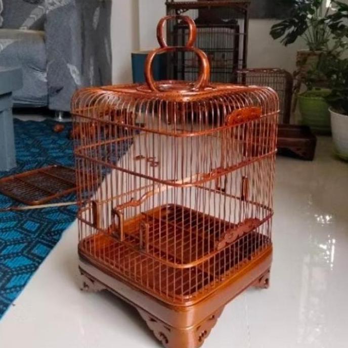 sangkar burung cungkok oval jati