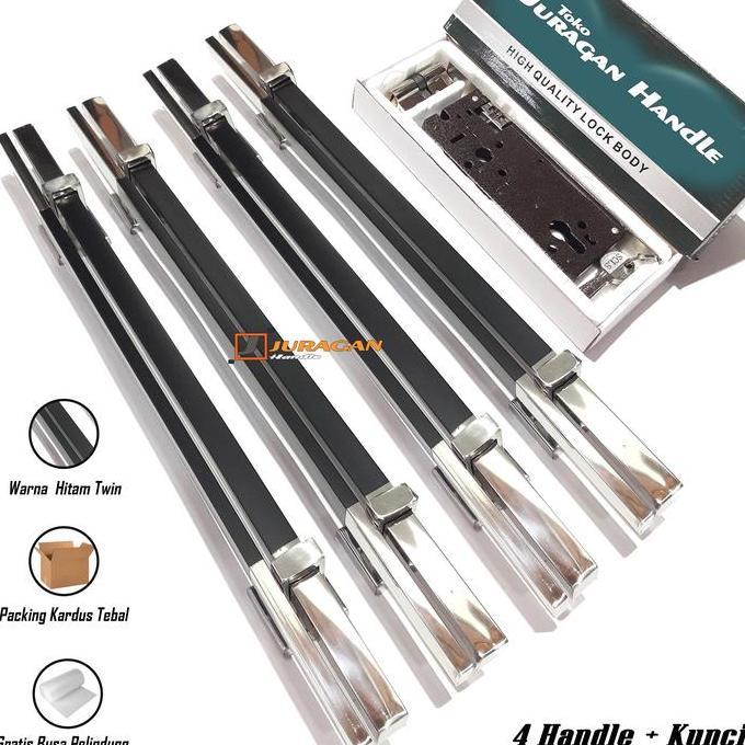 Pegangan Pintu 2 Set Kunci Lengkap - 4 Gagang Pintu Stainless Tahan Karat - Handle Pintu Kuputarung 