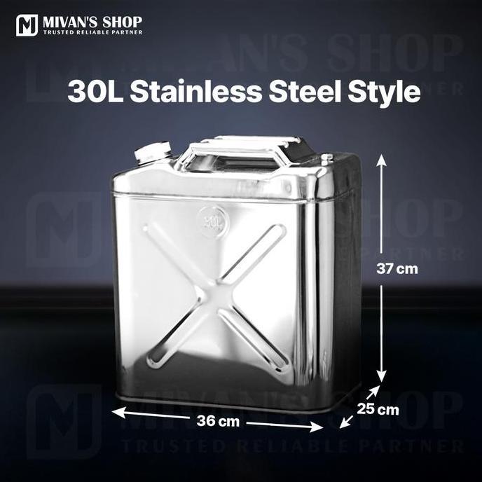 Jerigen/Jerry can/Jerrycan/Kontainer 30L Stainless 304 tebal 0.8mm GAN