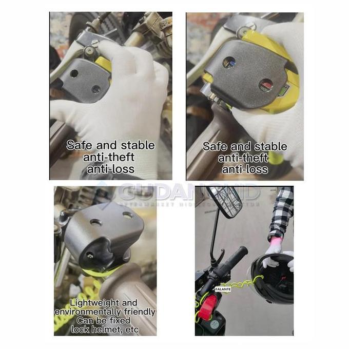 Gembok Alarm Anti Maling Cakram Kunci Alarm Motor Paket Bracket Kabel