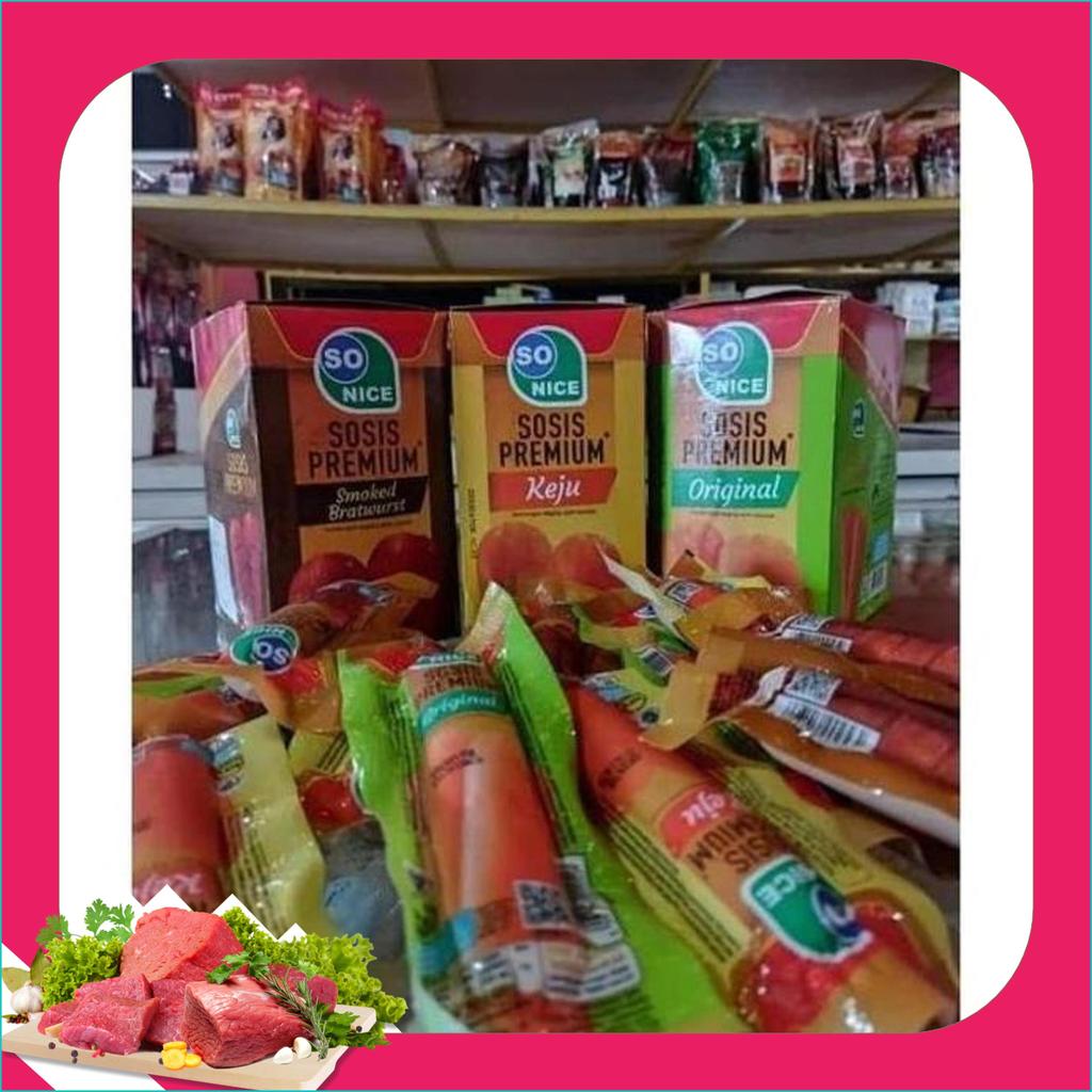 Instant Sozzis / Sosis Siap Makan So Nice X 8 Ayam, Sapi, Fill Cheeze In Good, Teman Mie, Fiesta Bas