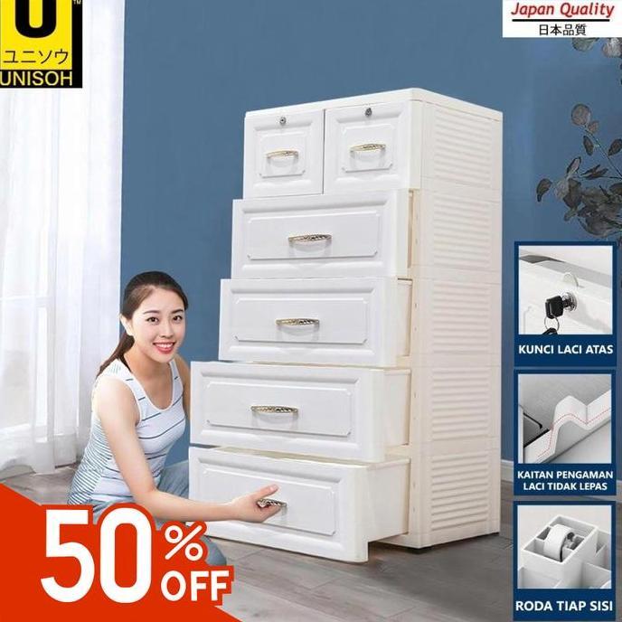 NEW - UNISOH Lemari Plastik Pakaian Laci Susun Penyimpanan
