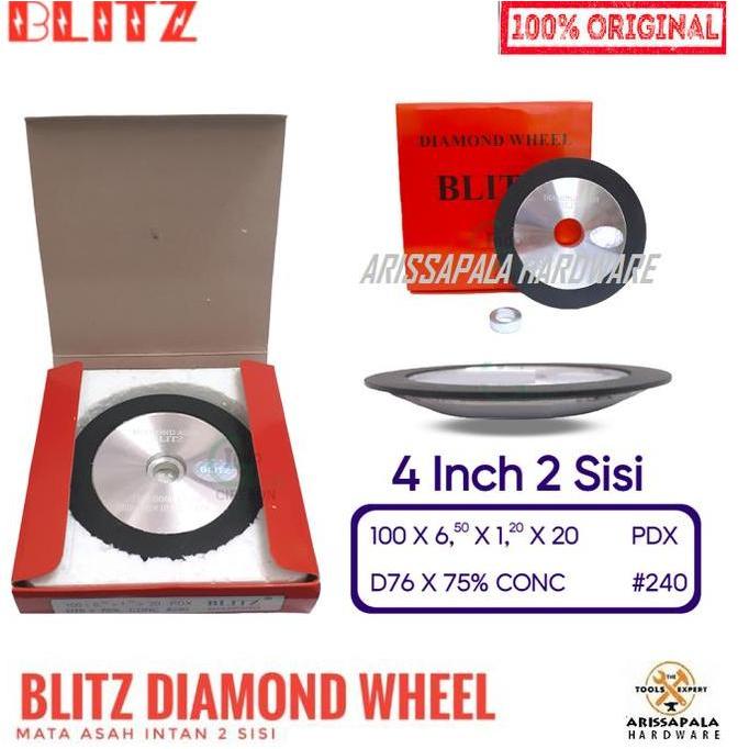 BLITZ Mata Diamond Asah Pisau 4 inch 2 Sisi / Mata Gerinda Asah Batu Asah Sirkel Serut Planer Pasah 