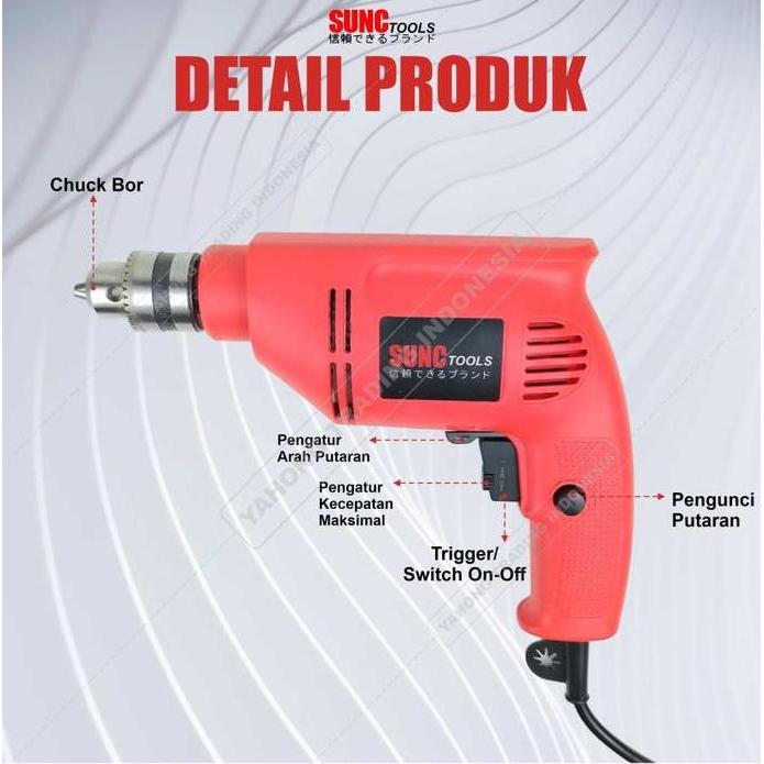 Mesin Bor Listrik 10mm Bor Impact Drill 13mm Bolak Baliik