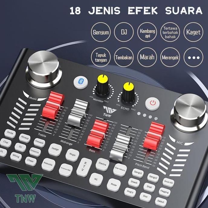 TNW V18 Sound Card Bluetooth Live SoundCard V18 Soundcard Audio Live Mixer untuk Live streaming Kara